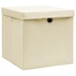 vidaXL Aufbewahrungsboxen mit Deckel 10 Stk. Creme 32x32x32 cm Stoff vidaXL Aufbewahrungsboxen mit Deckel 10 Stk. Creme 32x32x32 cm Stoff