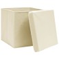 vidaXL Aufbewahrungsboxen mit Deckel 10 Stk. Creme 32x32x32 cm Stoff vidaXL Aufbewahrungsboxen mit Deckel 10 Stk. Creme 32x32x32 cm Stoff