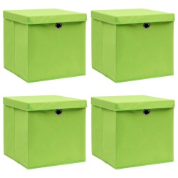 vidaXL Aufbewahrungsboxen mit Deckeln 4 Stk. Grün 32x32x32 cm Stoff