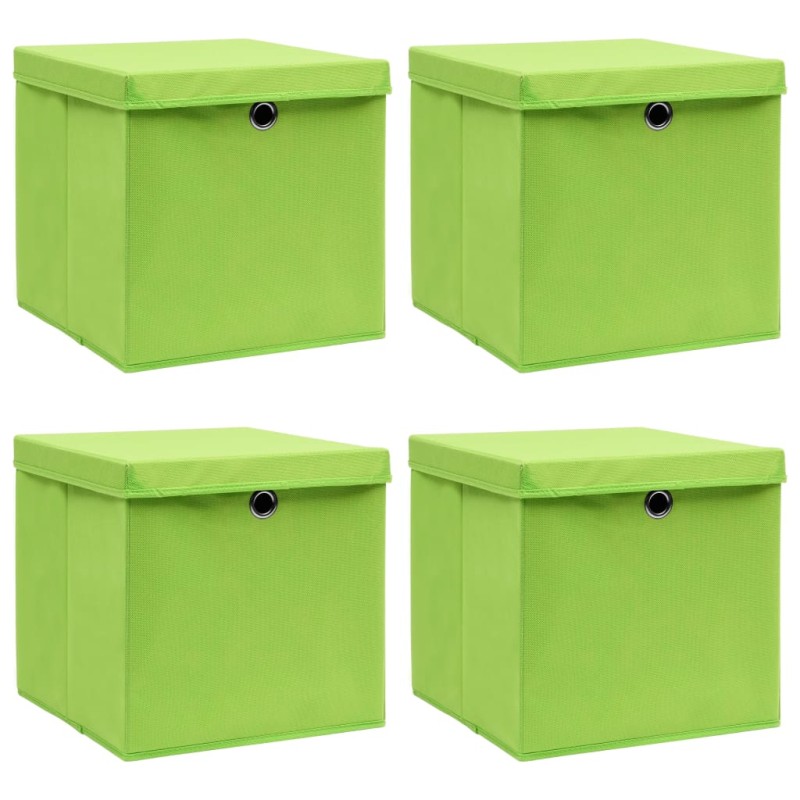 vidaXL Aufbewahrungsboxen mit Deckeln 4 Stk. Grün 32x32x32 cm Stoff vidaXL Aufbewahrungsboxen mit Deckeln 4 Stk. Grün 32x32x32 cm Stoff