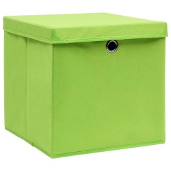vidaXL Aufbewahrungsboxen mit Deckeln 4 Stk. Grün 32x32x32 cm Stoff