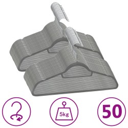 vidaXL 50 Stk. Kleiderbügel-Set Anti-Rutsch Grau Samt