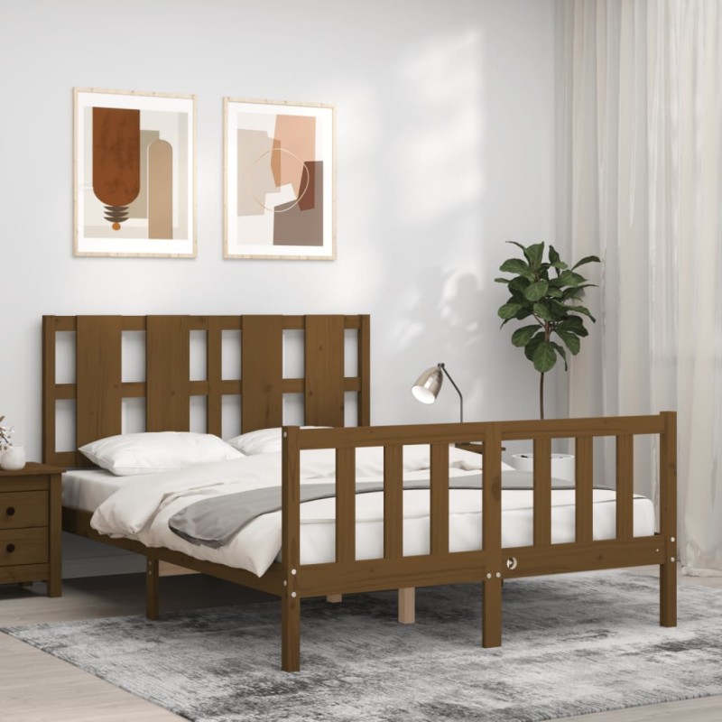Massivholzbett mit Kopfteil Honigbraun Massivholzbett mit Kopfteil Honigbraun
