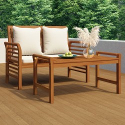vidaXL Sofabank mit Cremeweißen Kissen Massivholz Akazie 