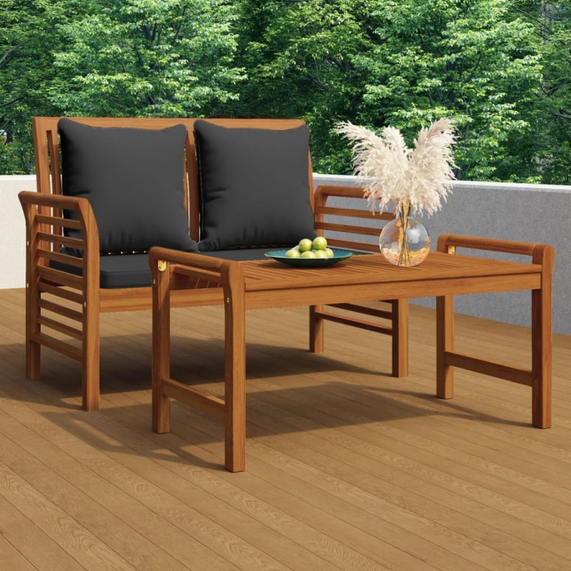 vidaXL Sofabank mit Dunkelgrauen Kissen Massivholz Akazie vidaXL Sofabank mit Dunkelgrauen Kissen Massivholz Akazie