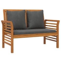 vidaXL Sofabank mit Dunkelgrauen Kissen Massivholz Akazie 