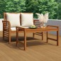 vidaXL 2-tlg. Garten-Lounge-Set mit Cremeweißen Kissen Massivholz vidaXL 2-tlg. Garten-Lounge-Set mit Cremeweißen Kissen Massivholz