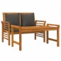 vidaXL 2-tlg. Garten-Lounge-Set mit Dunkelgrauen Kissen Massivholz vidaXL 2-tlg. Garten-Lounge-Set mit Dunkelgrauen Kissen Massivholz