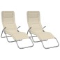 vidaXL Sonnenliegen 2 Stk. Creme Textilene & Pulverbeschichteter Stahl vidaXL Sonnenliegen 2 Stk. Creme Textilene & Pulverbeschichteter Stahl