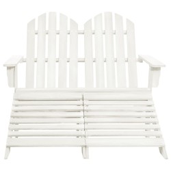 vidaXL Adirondack-Gartenbank 2-Sitzer mit Fußteil Tannenholz Weiß