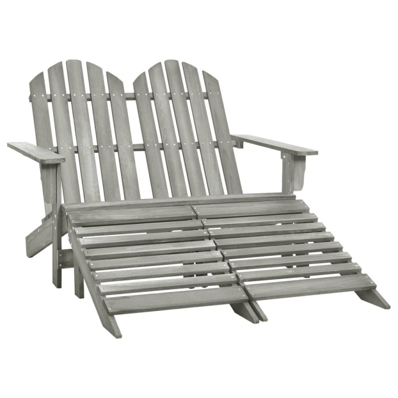 vidaXL 2-Sitzer Adirondack-Gartenbank mit Fußstütze Tannenholz Grau vidaXL 2-Sitzer Adirondack-Gartenbank mit Fußstütze Tannenholz Grau