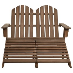 vidaXL 2-Sitzer Adirondack-Gartenbank mit Fußstütze Tannenholz Braun