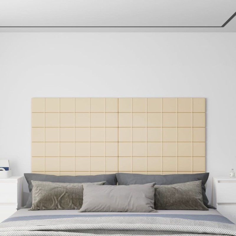 Wandpaneele 12 Stk. Creme 90x15 cm Stoff 1,62 m² Wandpaneele 12 Stk. Creme 90x15 cm Stoff 1,62 m²