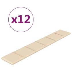 Wandpaneele 12 Stk. Creme 90x15 cm Stoff 1,62 m²