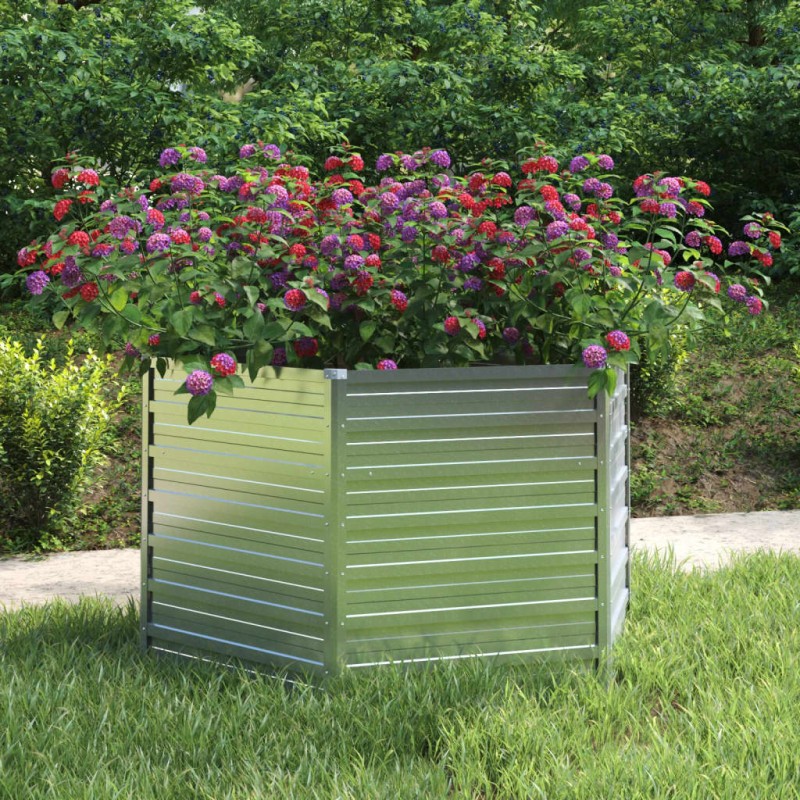 vidaXL Garten-Hochbeet 129x77 cm Verzinkter Stahl Silber vidaXL Garten-Hochbeet 129x77 cm Verzinkter Stahl Silber