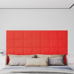 vidaXL Wandpaneele 12 Stk. Rot 30x30 cm Kunstleder 1,08 m²