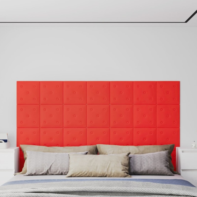 vidaXL Wandpaneele 12 Stk. Rot 30x30 cm Kunstleder 1,08 m² vidaXL Wandpaneele 12 Stk. Rot 30x30 cm Kunstleder 1,08 m²