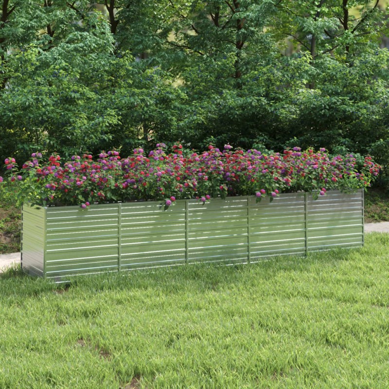 vidaXL Garten-Hochbeet 400x80x77 cm Verzinkter Stahl Silber vidaXL Garten-Hochbeet 400x80x77 cm Verzinkter Stahl Silber