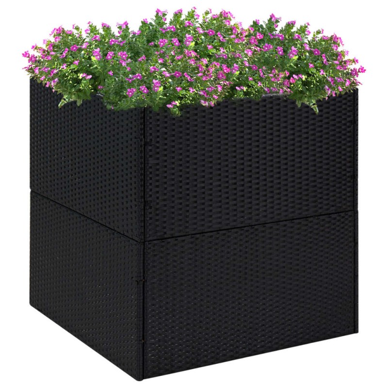 vidaXL Pflanzkübel Schwarz 80x80x80 cm Poly Rattan vidaXL Pflanzkübel Schwarz 80x80x80 cm Poly Rattan