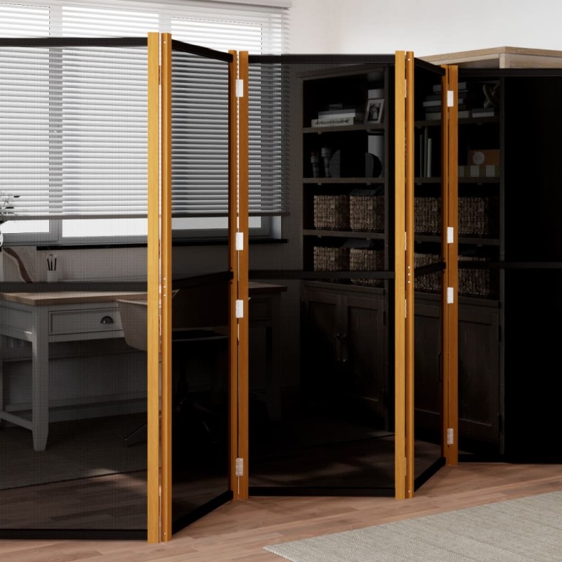vidaXL 6-tlg. Raumteiler Schwarz 420x180 cm vidaXL 6-tlg. Raumteiler Schwarz 420x180 cm
