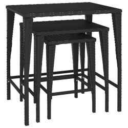 vidaXL Satztische 3 Stk. Schwarz Poly Rattan