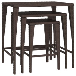 vidaXL Satztische 3 Stk. Braun Poly Rattan