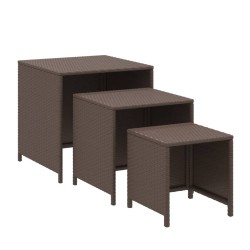 vidaXL Satztische 3 Stk. Braun Poly Rattan