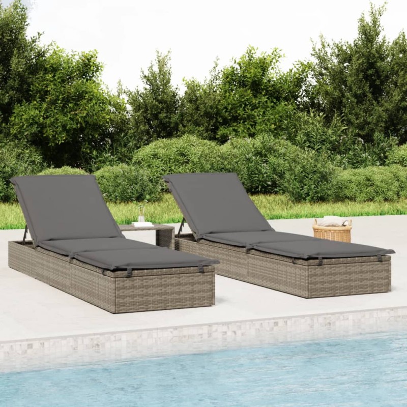 vidaXL Sonnenliege 1 Stk. mit Auflage Grau 201x55x62 cm Poly Rattan vidaXL Sonnenliege 1 Stk. mit Auflage Grau 201x55x62 cm Poly Rattan