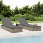 vidaXL Sonnenliege 1 Stk. mit Auflage Grau 201x55x62 cm Poly Rattan vidaXL Sonnenliege 1 Stk. mit Auflage Grau 201x55x62 cm Poly Rattan
