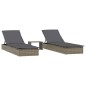 vidaXL Sonnenliegen 2 Stk. mit Tisch Grau Poly Rattan vidaXL Sonnenliegen 2 Stk. mit Tisch Grau Poly Rattan