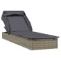 vidaXL Sonnenliege mit Faltdach Grau 213x63x97 cm Poly Rattan vidaXL Sonnenliege mit Faltdach Grau 213x63x97 cm Poly Rattan