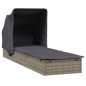 vidaXL Sonnenliege mit Faltdach Grau 213x63x97 cm Poly Rattan vidaXL Sonnenliege mit Faltdach Grau 213x63x97 cm Poly Rattan