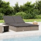 vidaXL Sonnenliege für 2 Personen mit Auflage Grau Poly Rattan vidaXL Sonnenliege für 2 Personen mit Auflage Grau Poly Rattan