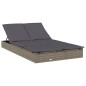 vidaXL Sonnenliege für 2 Personen mit Auflage Grau Poly Rattan vidaXL Sonnenliege für 2 Personen mit Auflage Grau Poly Rattan