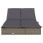 vidaXL Sonnenliege für 2 Personen mit Auflage Grau Poly Rattan vidaXL Sonnenliege für 2 Personen mit Auflage Grau Poly Rattan