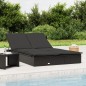 vidaXL Sonnenliege für 2 Personen mit Auflage Schwarz Poly Rattan vidaXL Sonnenliege für 2 Personen mit Auflage Schwarz Poly Rattan