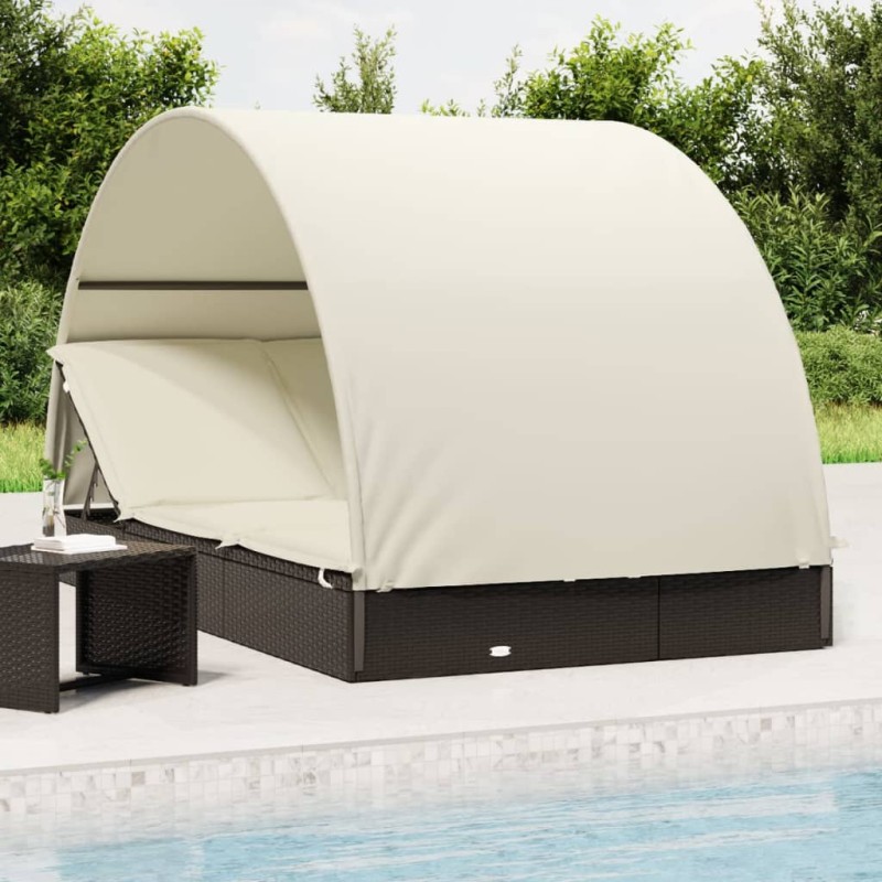 vidaXL Sonnenliege für 2 Personen mit Runddach Schwarz 211x112x140 cm vidaXL Sonnenliege für 2 Personen mit Runddach Schwarz 211x112x140 cm