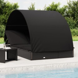 vidaXL Sonnenliege für 2 Personen mit Runddach Schwarz 211x112x140 cm