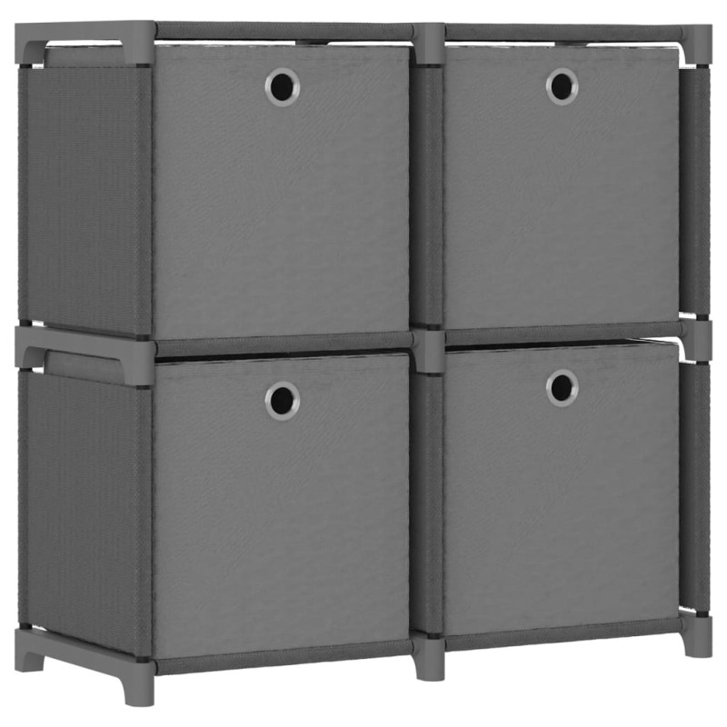 vidaXL Würfel-Regal mit Boxen 4 Fächer Grau 69x30x72,5 cm Stoff vidaXL Würfel-Regal mit Boxen 4 Fächer Grau 69x30x72,5 cm Stoff