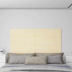 Wandpaneele 12 Stk. Creme 90x30 cm Kunstleder 3,24 m²