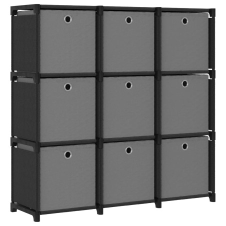 vidaXL Würfel-Regal mit Boxen 9 Fächer Schwarz 103x30x107,5 cm Stoff