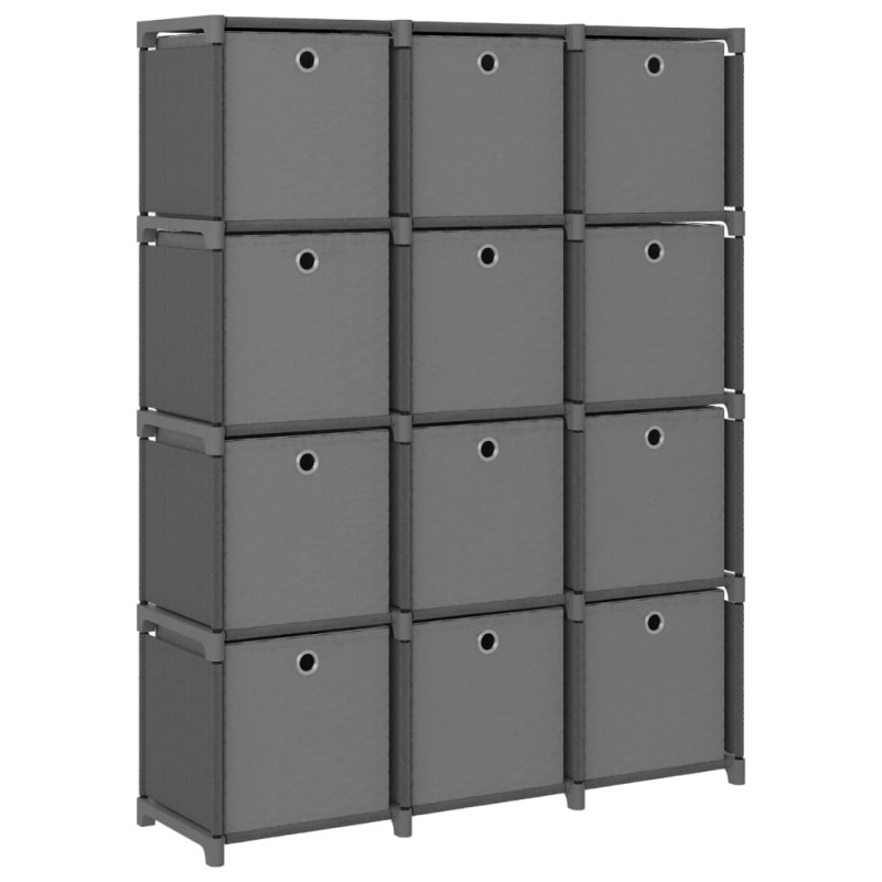 vidaXL Würfel-Regal mit Boxen 12 Fächer Grau 103x30x141 cm Stoff vidaXL Würfel-Regal mit Boxen 12 Fächer Grau 103x30x141 cm Stoff