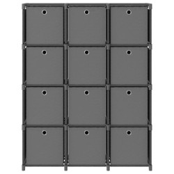 vidaXL Würfel-Regal mit Boxen 12 Fächer Grau 103x30x141 cm Stoff 
