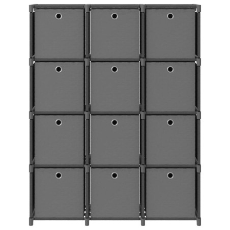 vidaXL Würfel-Regal mit Boxen 12 Fächer Grau 103x30x141 cm Stoff 
