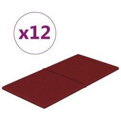 Wandpaneele 12 Stk. Weinrot 60x30 cm Stoff 2,16 m²