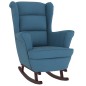 vidaXL Schaukelstuhl mit Massivholz-Gummibeinen Blau Samt vidaXL Schaukelstuhl mit Massivholz-Gummibeinen Blau Samt