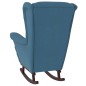 vidaXL Schaukelstuhl mit Massivholz-Gummibeinen Blau Samt vidaXL Schaukelstuhl mit Massivholz-Gummibeinen Blau Samt