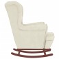 vidaXL Schaukelstuhl mit Massivholz-Gummibeinen Creme Samt vidaXL Schaukelstuhl mit Massivholz-Gummibeinen Creme Samt