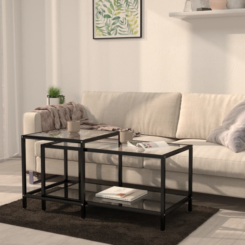 vidaXL Beistelltische 2 Stk. Hartglas Schwarz vidaXL Beistelltische 2 Stk. Hartglas Schwarz