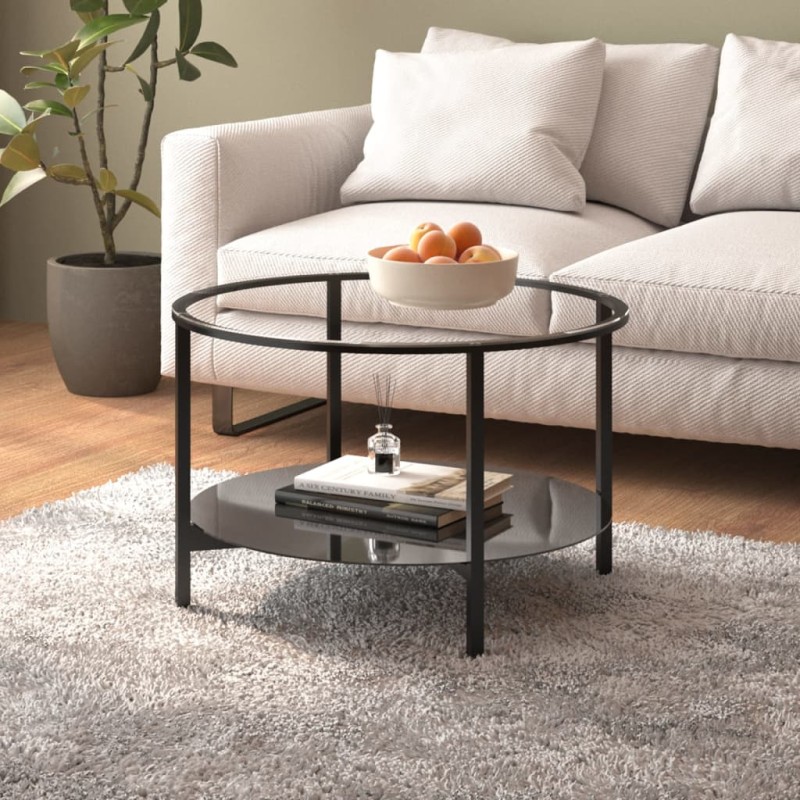 vidaXL Beistelltisch Schwarz und Transparent 70 cm Hartglas vidaXL Beistelltisch Schwarz und Transparent 70 cm Hartglas